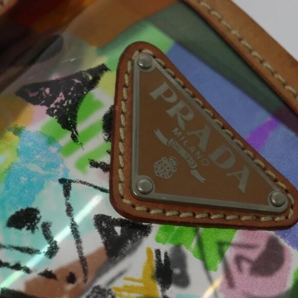 PRADA Tote Bag Vinyl Leather Clear Multicolor Silver - Picture 7 of 15